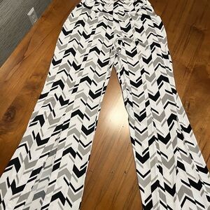 Clara Sun Woo Black and White Chevron Wide Leg Pants